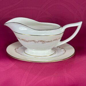 rare find. Minton UK H5289 Felicity gravy boat with under plate
